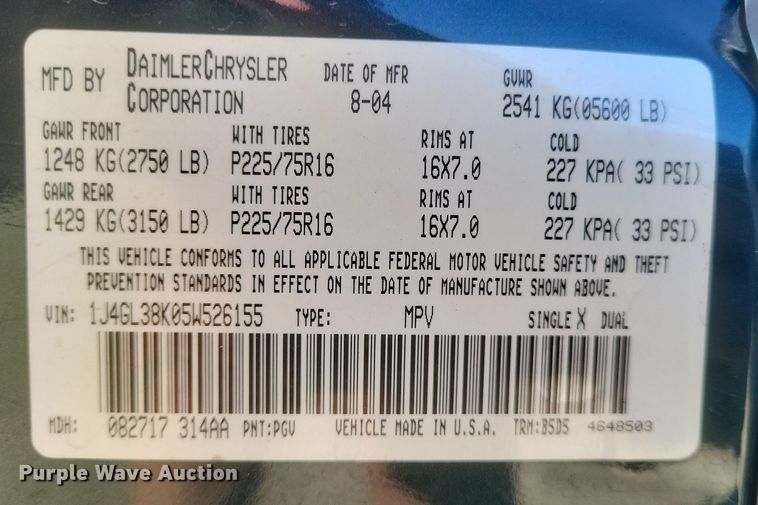 image for item EJ8177 2005 Jeep Libery Renegade SUV