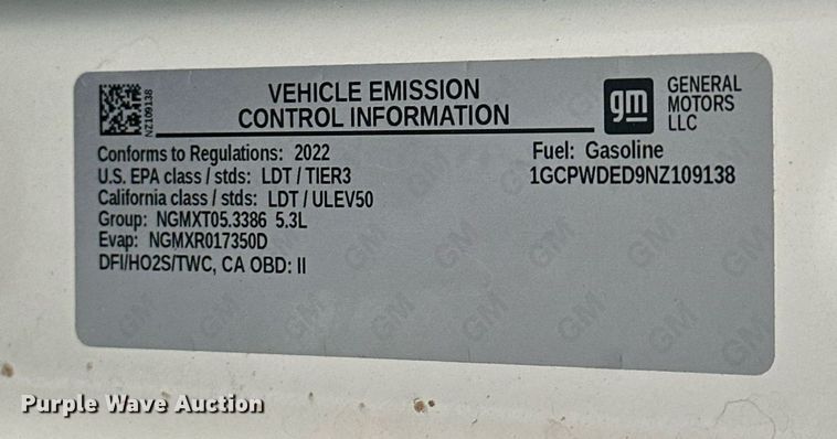 image for item EJ8452 2022 Chevrolet Silverado 1500 Crew Cab pickup truck