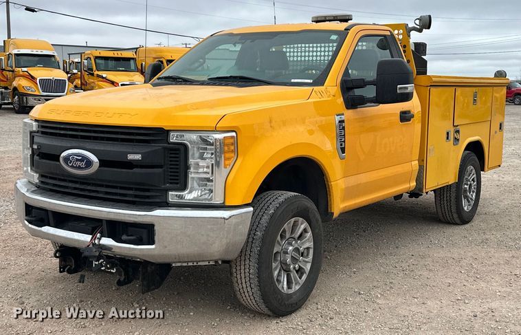 image for item EJ8456 2017 Ford F350 Super Duty XL utility bed pickup truck