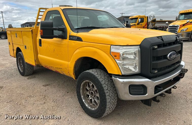 image for item EJ8460 2015 Ford F350 Super Duty XL utility bed pickup truck