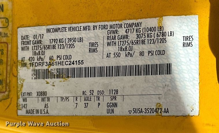 image for item EJ8461 2017 Ford F350 Super Duty XL utility bed pickup truck