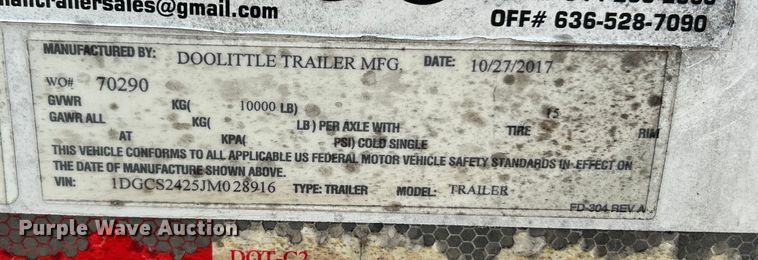 image for item EK2663 2018 Doolittle enclosed cargo trailer