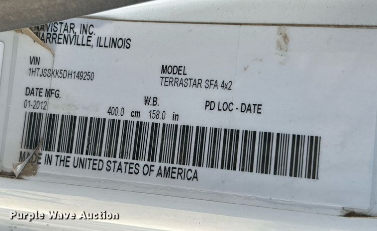 image for item EK2761 2013 International TA005 truck cab and chassis