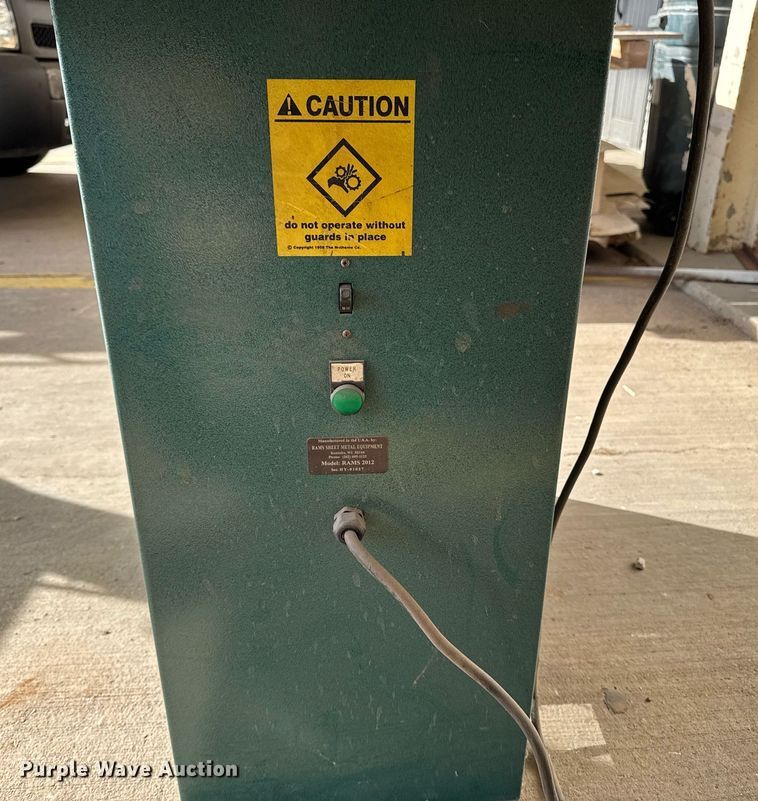 image for item EM3643 Rams Sheet Metal Equipment RAMS 2012 sheet metal bending machine