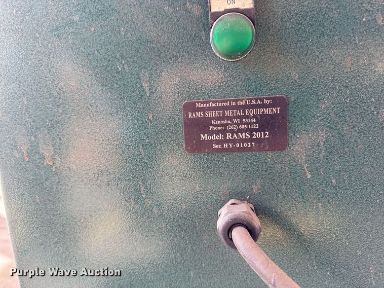 image for item EM3643 Rams Sheet Metal Equipment RAMS 2012 sheet metal bending machine