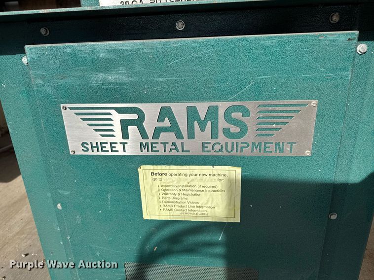 image for item EM3643 Rams Sheet Metal Equipment RAMS 2012 sheet metal bending machine