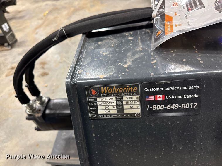 image for item EM3688 2025 Wolverine TL-12-72W skid steer tiller