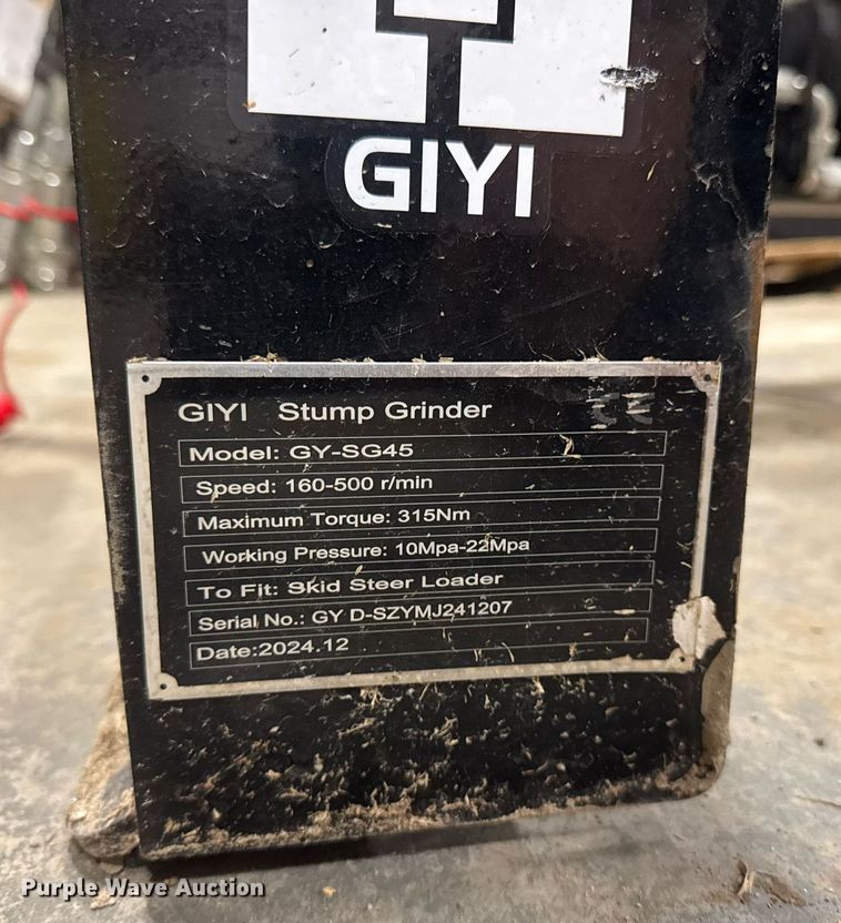 image for item EM3689 2024 GIYI GY-SG45 skid steer stump grinder