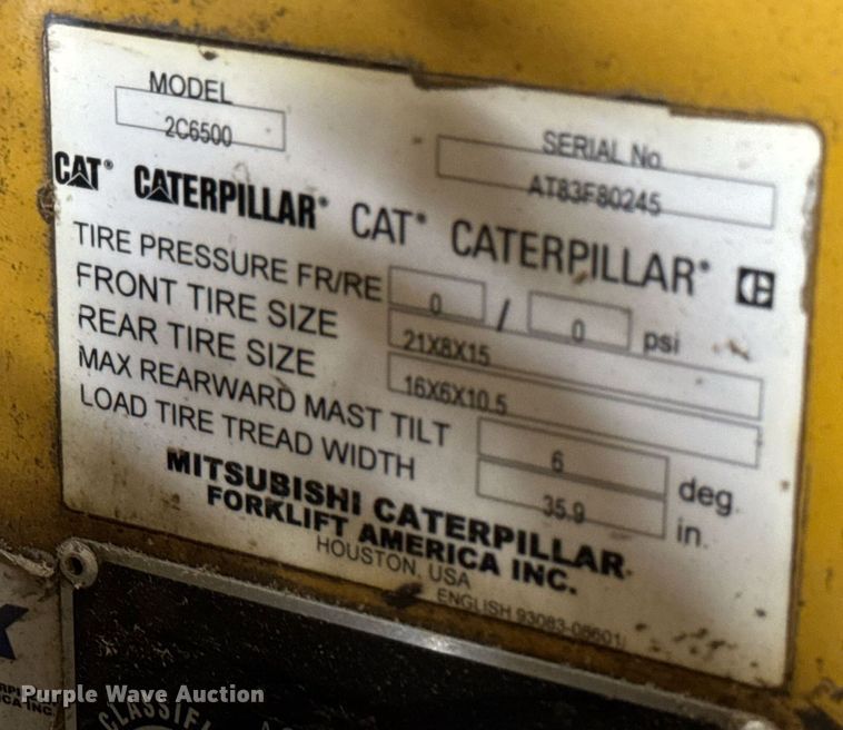 image for item EM3716 Caterpillar 2C6500 forklift