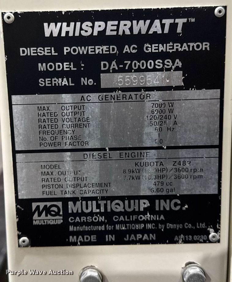 image for item EM3732 2008 Multiquip DA-7000SSA generator
