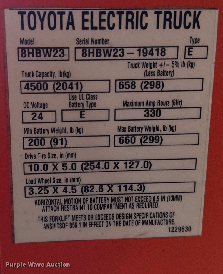 image for item EM3738 Toyota 8HBW23 pallet jack