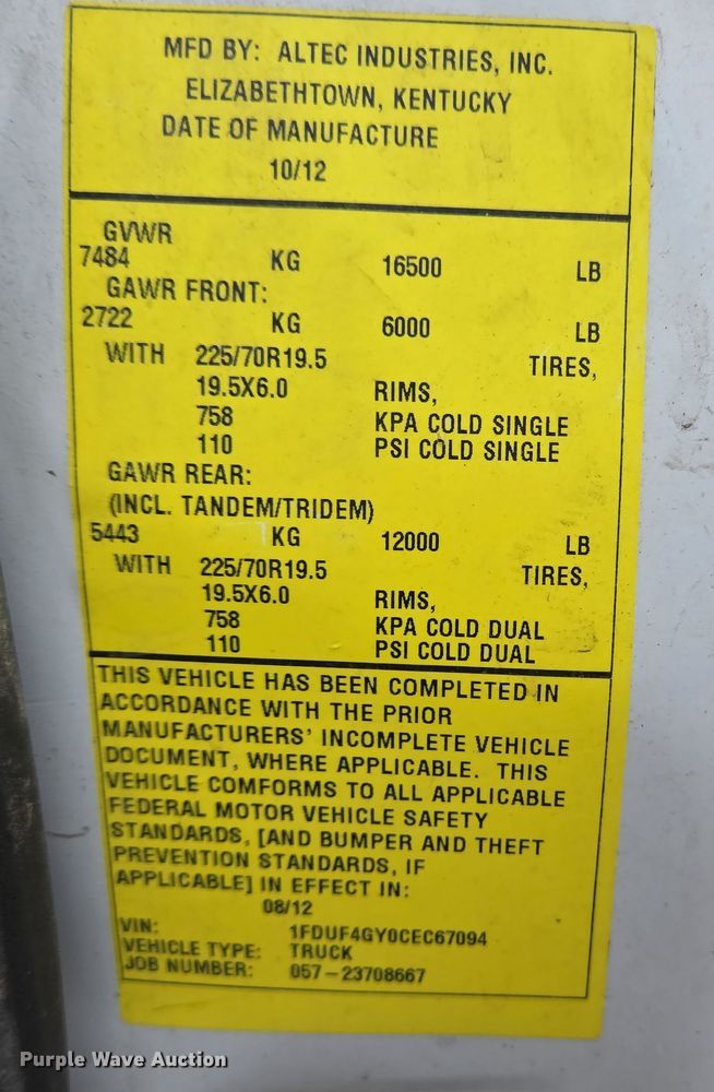 image for item EM6007 2012 Ford F450 Super Duty XL bucket truck