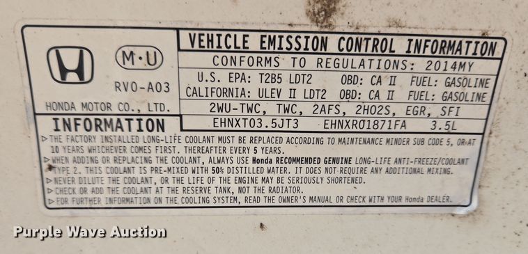 image for item EM6018 2014 Honda Odyssey van