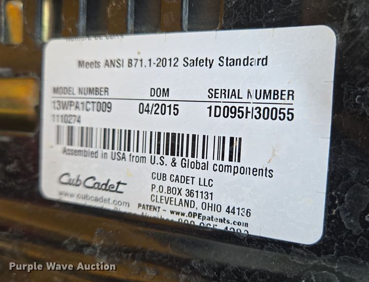 image for item EN8844 2015 Cub Cadet XT1 Enduro Series lawn mower