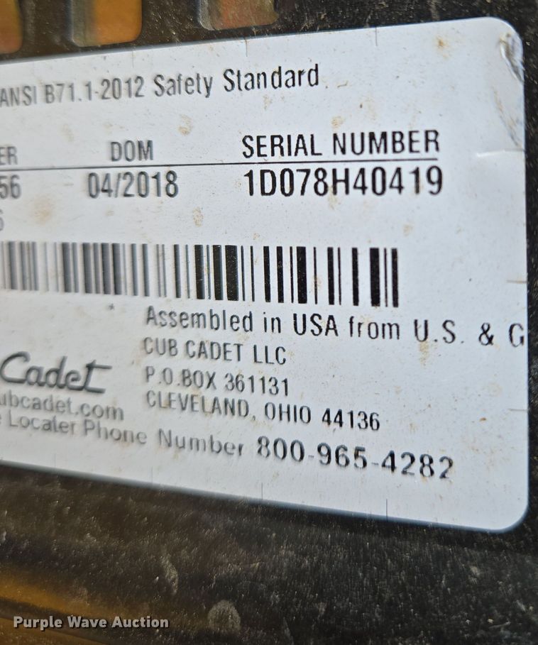 image for item EN8849 2018 Cub Cadet XT1 Enduro Series  lawn mower