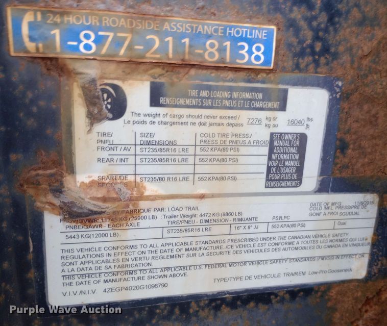 image for item EO0544 2016 Load Trail Load Max equipment trailer