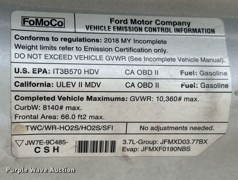 image for item EQ1236 2018 Ford Transit 350HD shuttle bus