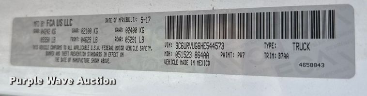 image for item EQ1237 2017 Dodge Ram 3500 ProMaster handicap accessible van