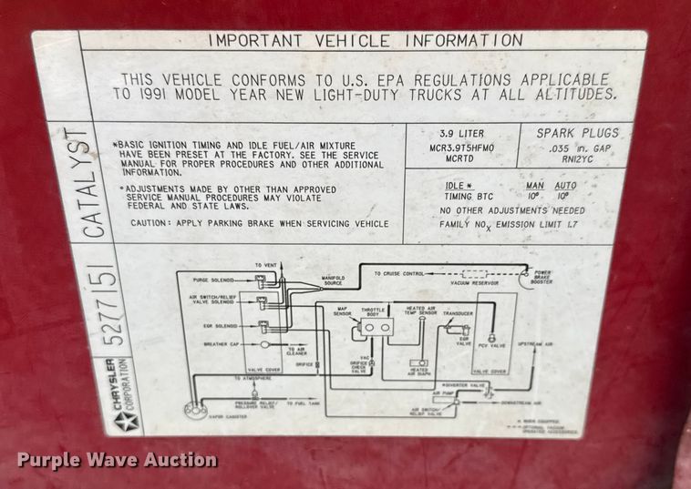 image for item EQ1260 1991 Dodge Dakota pickup truck