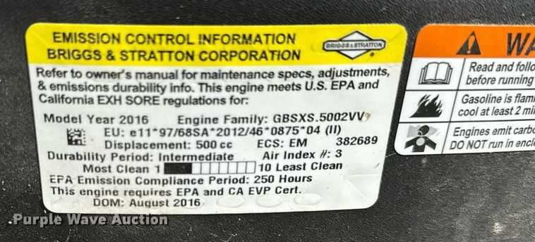 image for item EQ1280 2017 John Deere D105 Auto lawn mower