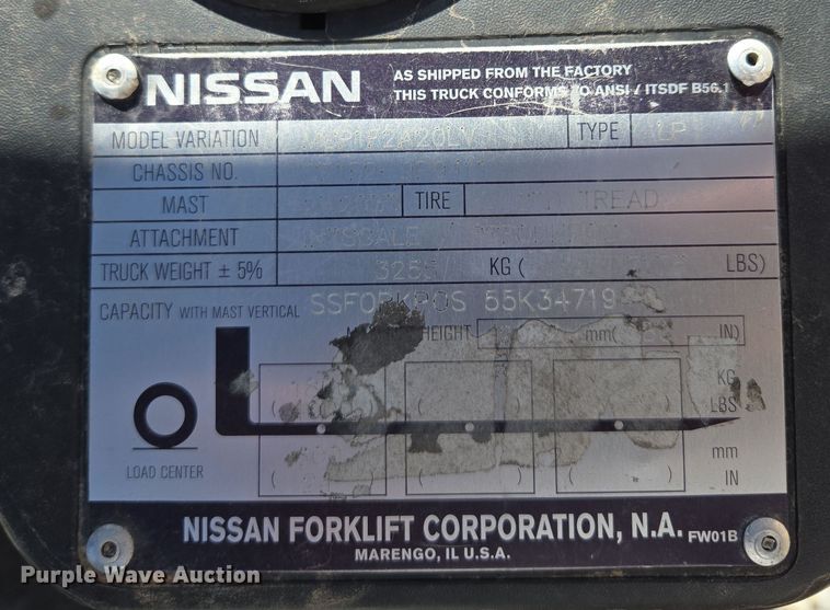 image for item EQ6852 Nissan MCO1F2A20LV  forklift