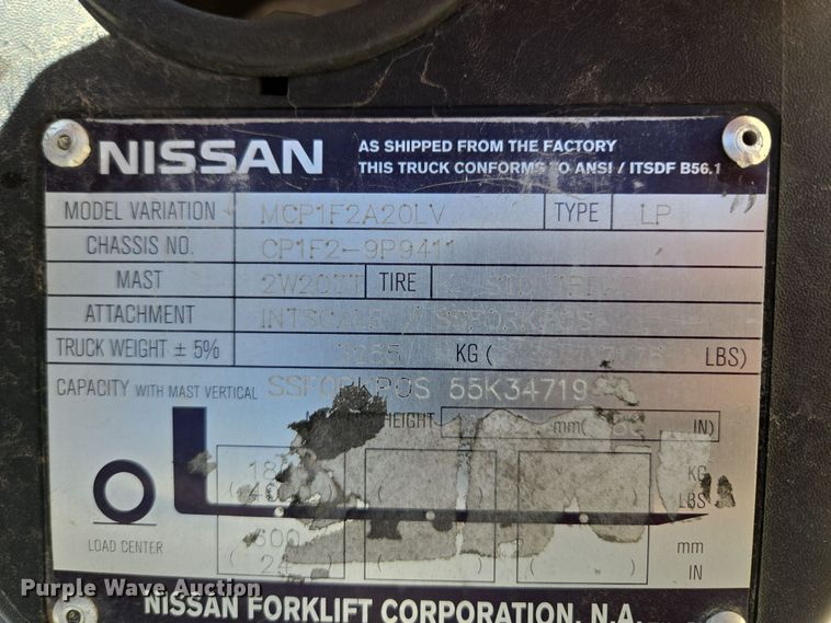 image for item EQ6852 Nissan MCO1F2A20LV  forklift