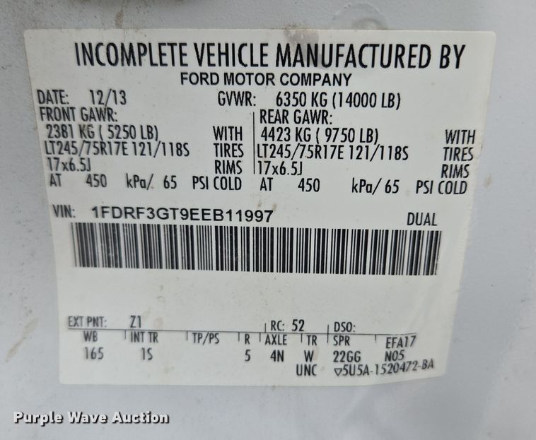 image for item EQ6909 2014 Ford  F350 Super Duty XL utility bed pickup truck