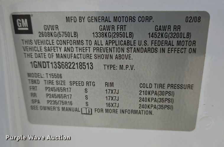 image for item EQ6970 2008 Chevrolet Trailblazer SUV