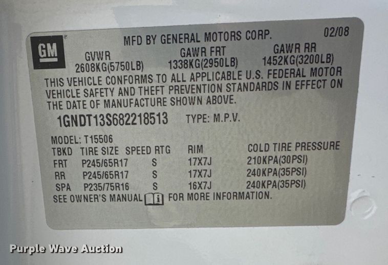 image for item EQ6970 2008 Chevrolet Trailblazer SUV