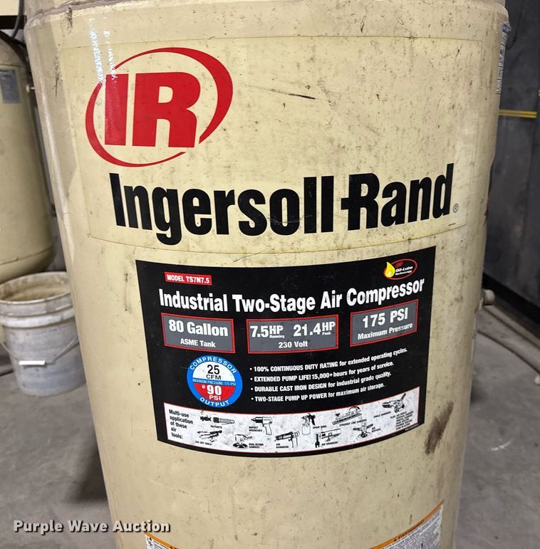 image for item LH9472 Ingersoll Rand TS7NT7.5 air compressor