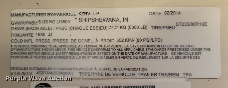 image for item NB9845 2014 KZRV Durango 345SE camper