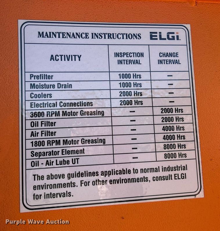 image for item ND9394 2013 ELGI E15-125 air compressor