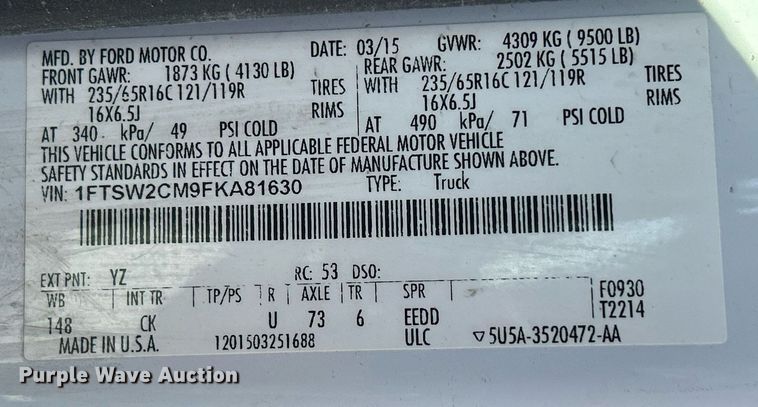 image for item ND9408 2015 Ford Transit 350 van