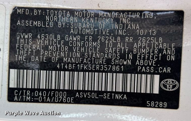 image for item OB9488 2014 Toyota Camry 