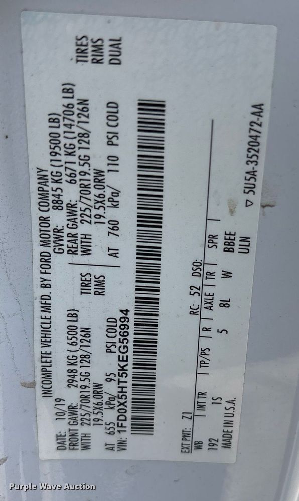 image for item OB9492 2019 Ford F550 Super Duty SuperCab utility / service truck