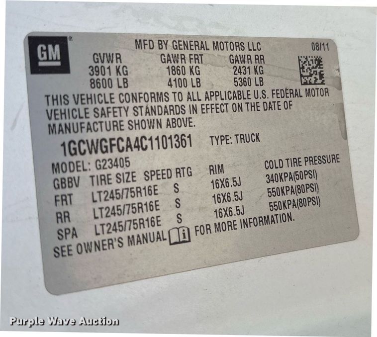 image for item OB9499 2012 Chevrolet Express 2500 van