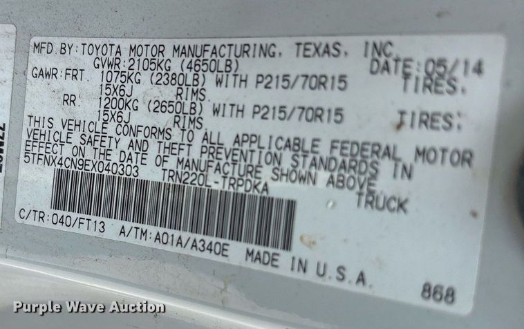 image for item OB9507 2014 Toyota Tacoma pickup truck