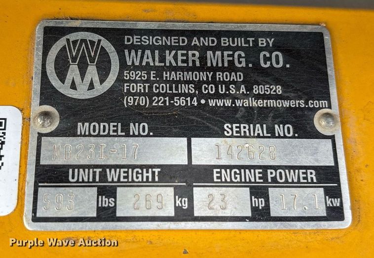 image for item OB9540 2017 Walker MB23I-17 ZTR lawn mower