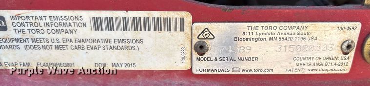 image for item OB9546 2015 Toro Grandstand ZTR lawn mower