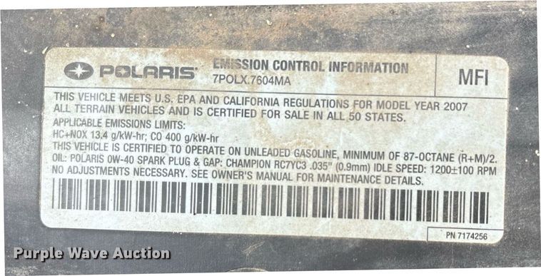 image for item OB9609 2007 Polaris Sportsman X2 800  ATV
