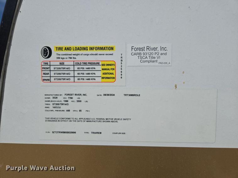 image for item YA0378 2025 Forest River Tracer camper