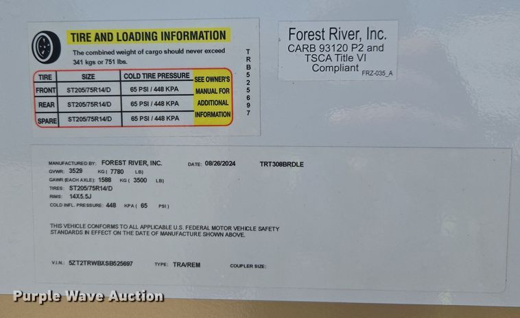 image for item YA0379 2025 Forest River Tracer camper
