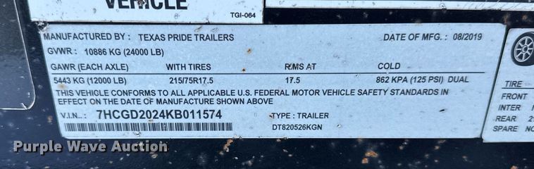 image for item DH9756 2019 Texas Pride dump trailer