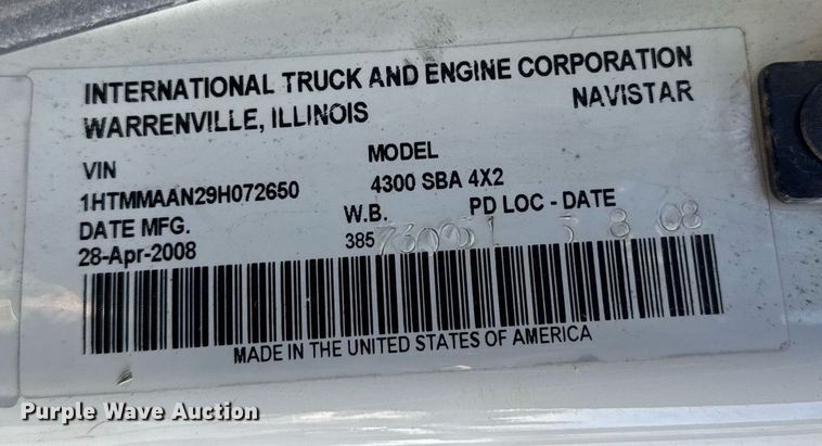 image for item DH9884 2009 International DuraStar 4300 dump truck