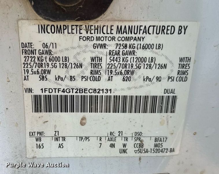 image for item DH9885 2011 Ford F450 Super Duty XL dump flatbed truck