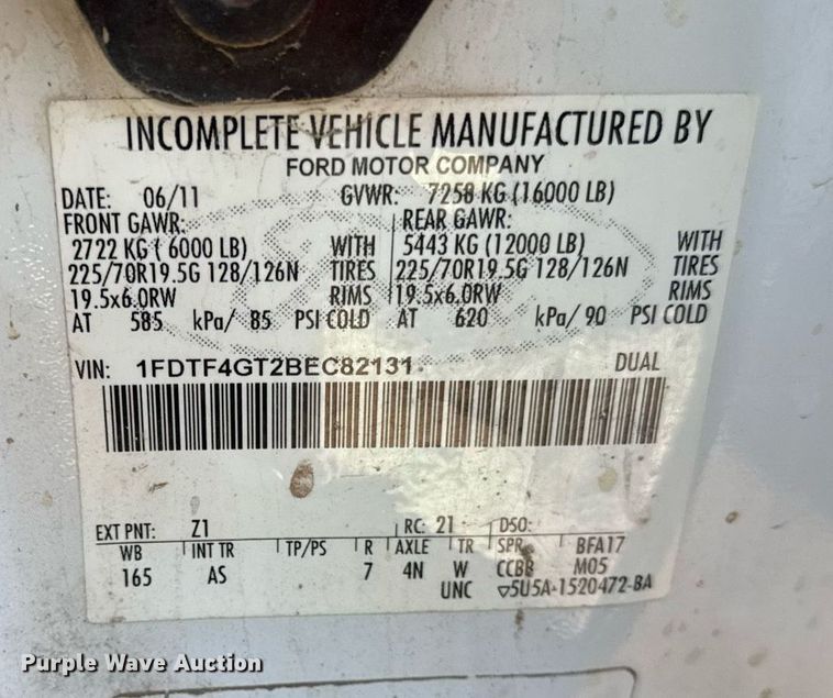 image for item DH9885 2011 Ford F450 Super Duty XL dump flatbed truck