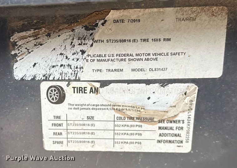 image for item DM5564 2019 Lamar dump trailer