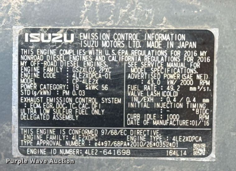 image for item DM5618 2016 Case CX80C mini excavator