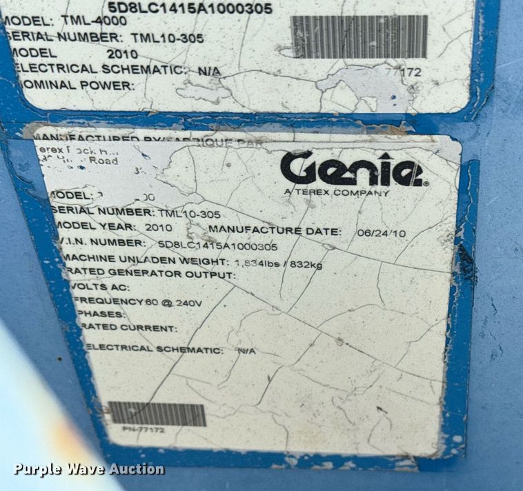 image for item DM5622 2010 Genie TML-4000 light plant