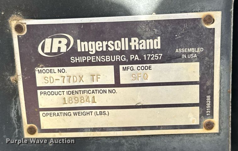 image for item DM5637 2006 Ingersoll Rand SD-77DX TF single drum vibratory roller